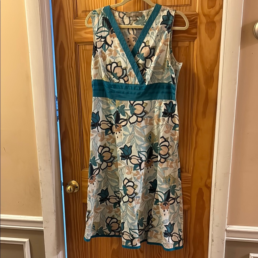 Blue and Cream V-Neck Sundress